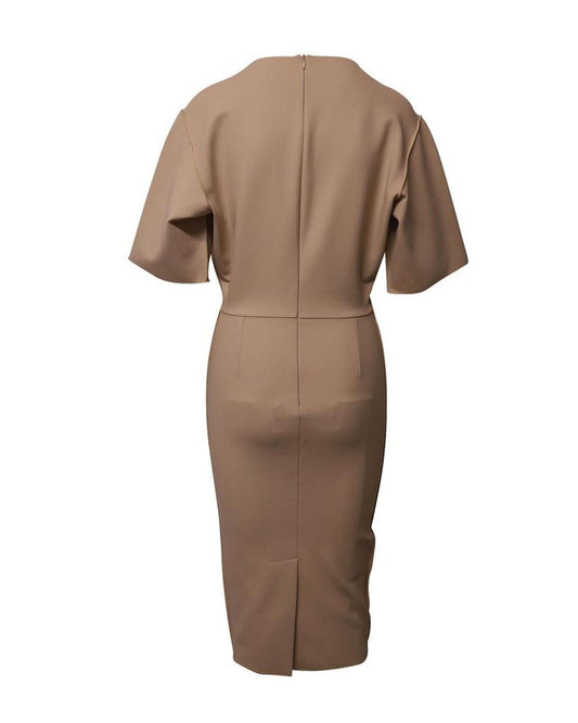 Maxmara Oversized Drop Sleeves Midi Sheath Dress in Nude Viscose