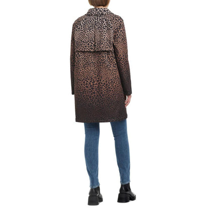 Women's Hooded Leopard-Print A-Line Raincoat