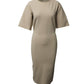 Maxmara Oversized Drop Sleeves Midi Sheath Dress in Nude Viscose