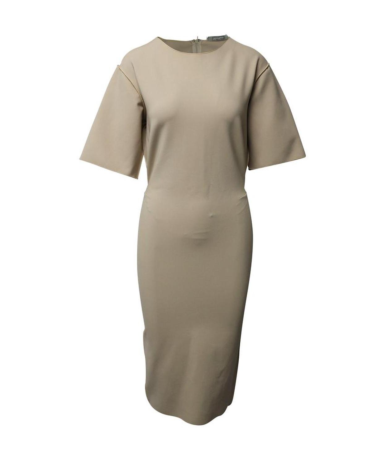 Maxmara Oversized Drop Sleeves Midi Sheath Dress in Nude Viscose