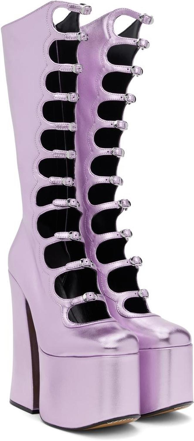 Purple 'The Metallic Kiki' Knee High Boots