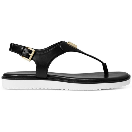 Womens Logo Faux Leather Thong Sandals