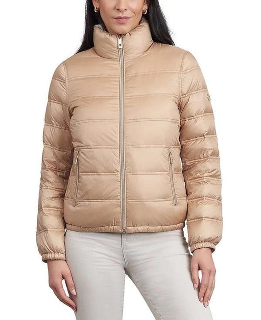 Michael Michael Kors Women's Reversible Packable Jacket, Bone/Buff