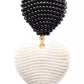 Gold-Tone Black & White Beaded Mismatch Drop Earrings