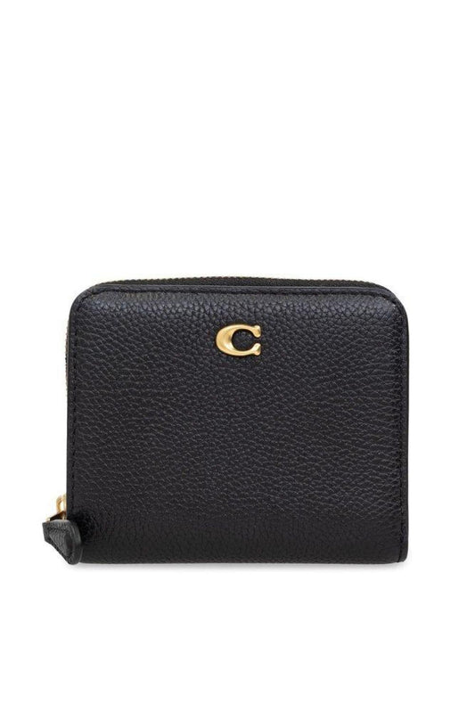 Coach Logo Plaque Zipped Wallet