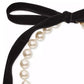 Gold-Tone Imitation Pearl Velvet Tie 78" Statement Necklace