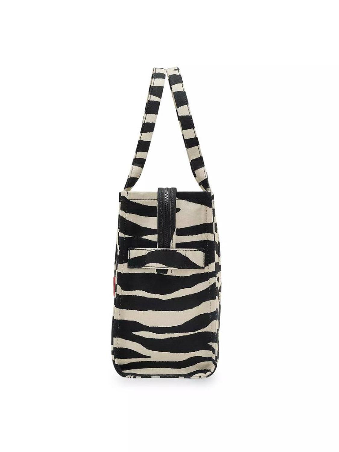 Zebra-Print Canvas Large Tote Bag