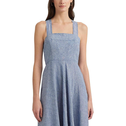 Pinstripe Linen Sleeveless Dress