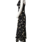 Polo by Ralph Lauren Spaghetti-strap Floral-print Maxi Day Dress in Black Mulberry Silk