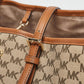 Michael Kors Brown/beige Signature Coated Canvas And Leather Emery Tote