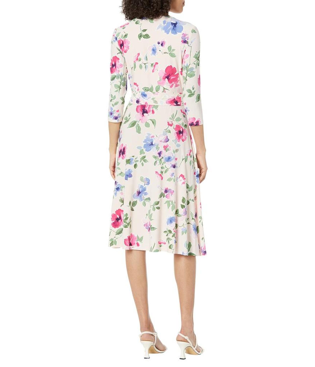 Floral Surplice Jersey Dress