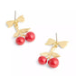 Red Cherry Cluster Drop Earrings