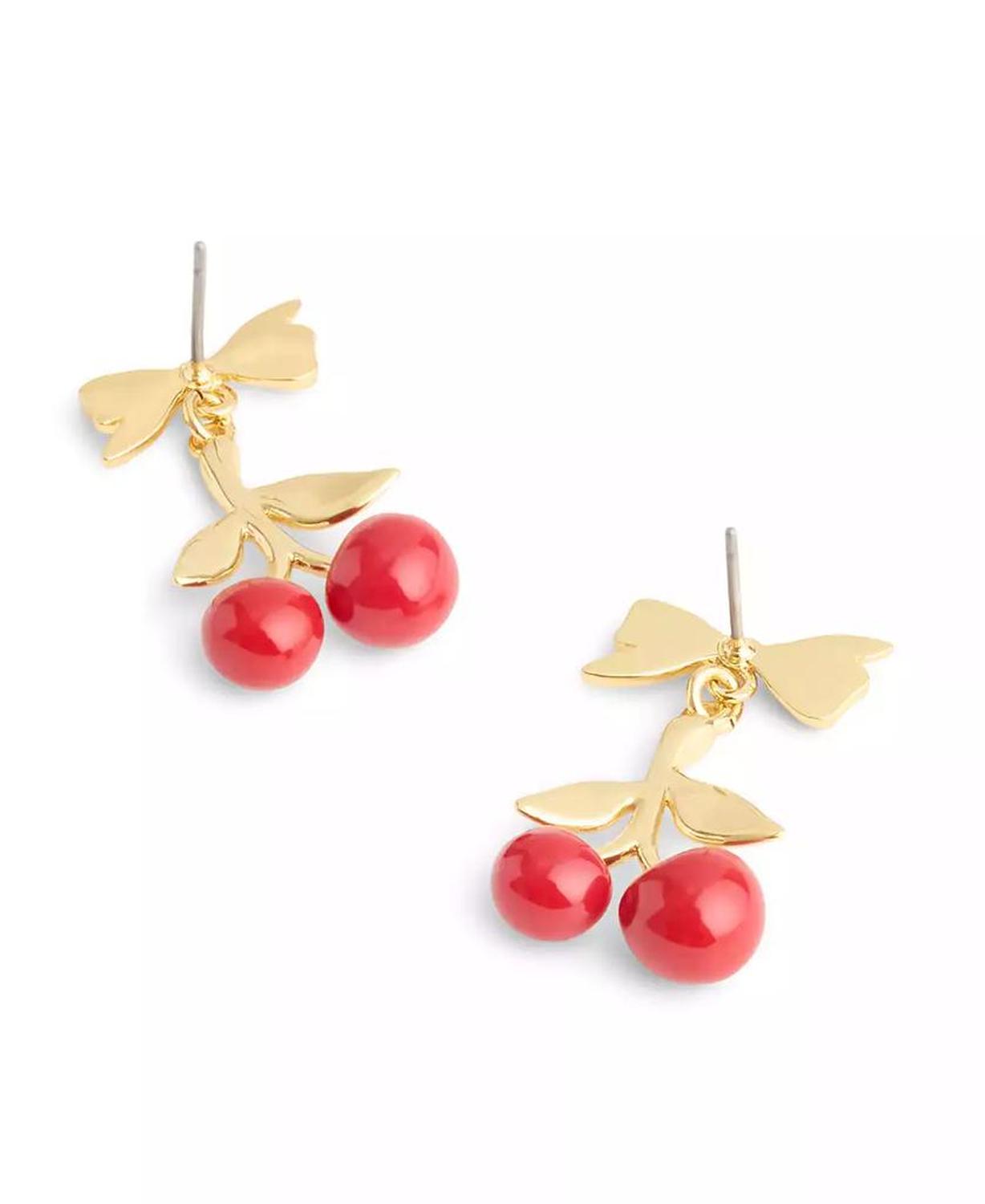 Red Cherry Cluster Drop Earrings