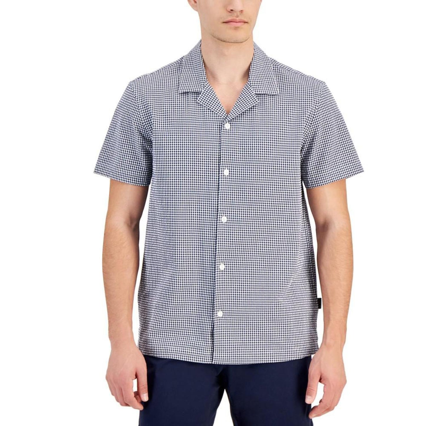 Men's Gingham Seersucker Short Sleeve Button-Front Camp Shirt