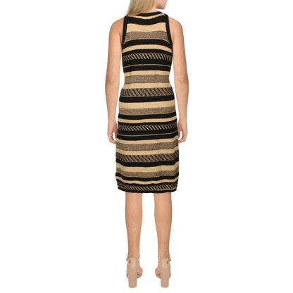 Womens Striped Knee Length Midi Dress