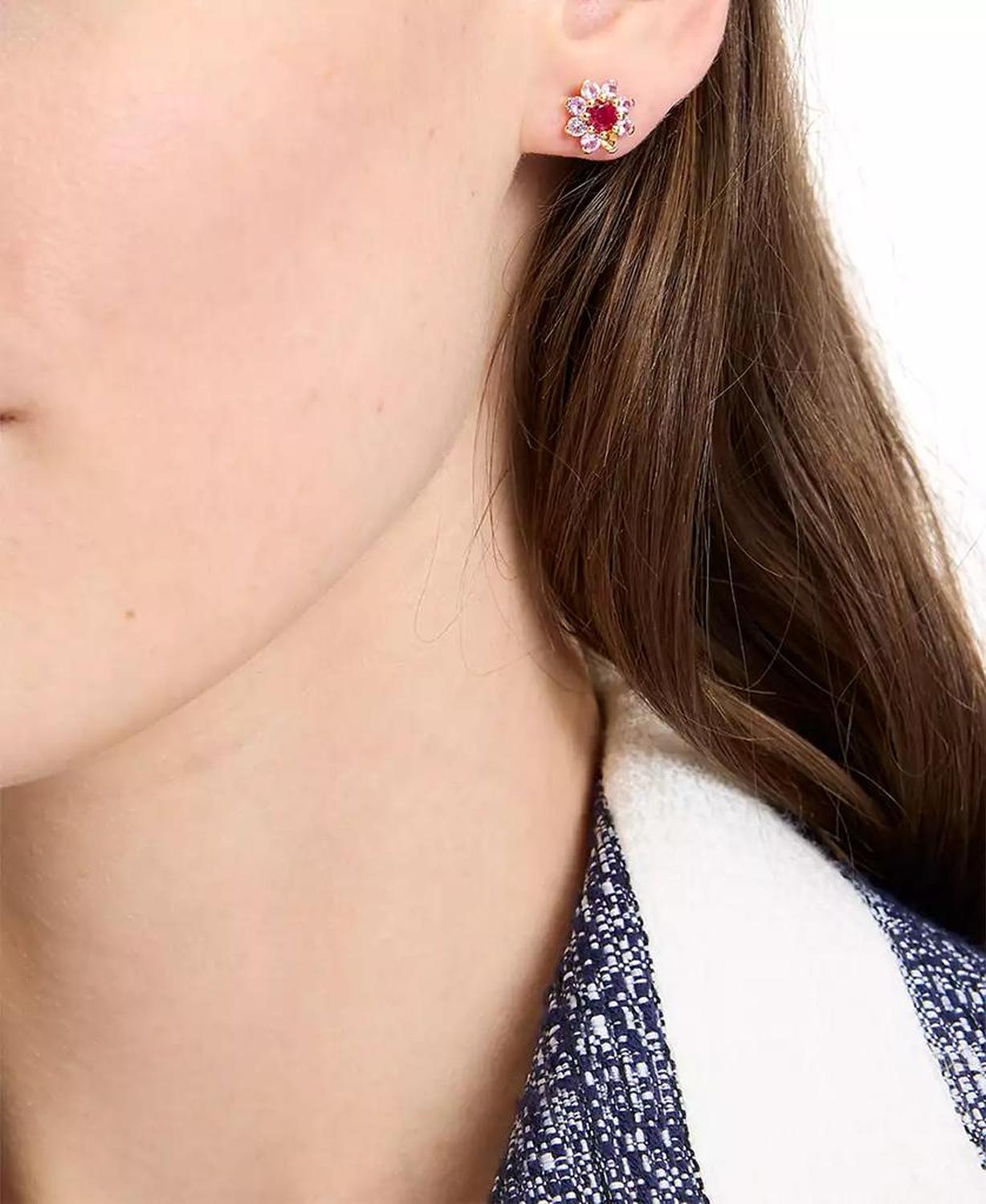 Gold-Tone Bursting Blooms Stud Earrings