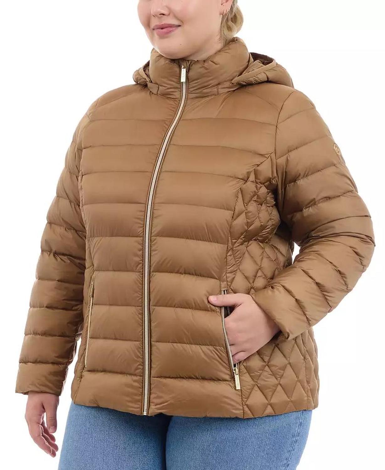 Plus Size Hooded Packable Down Puffer Coat, Created for Macy's