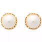 Gold-Tone Imitation Pearl Flower Frame Stud Earrings