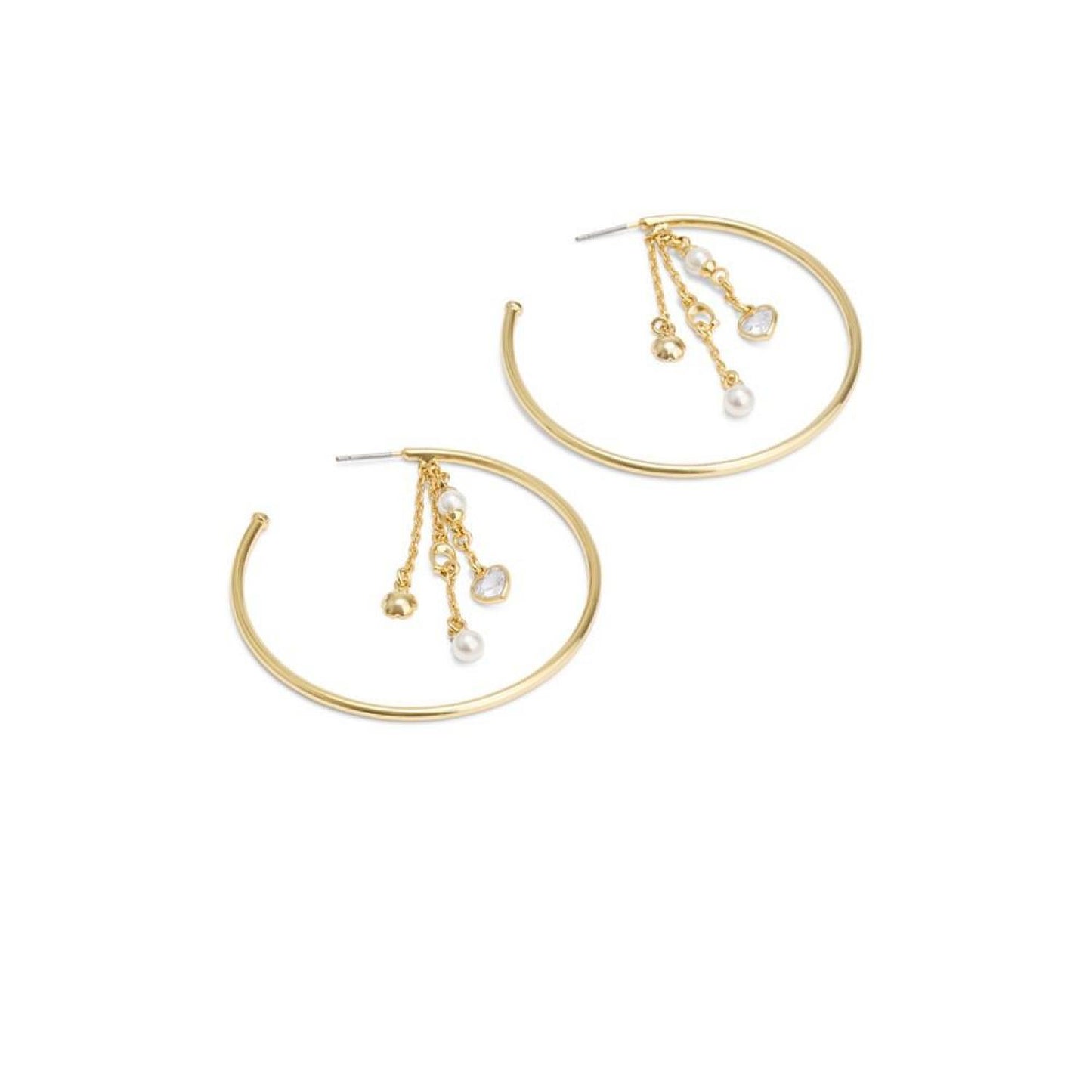 Faux Stone Signature Charm Hoop Earrings