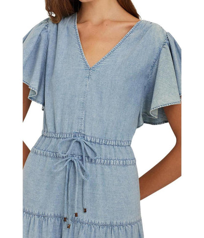 Petite Chambray Tiered Maxidress