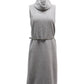 Max Mara Belted Turtle Neck Sleeveless Midi Dress in Grey Wool