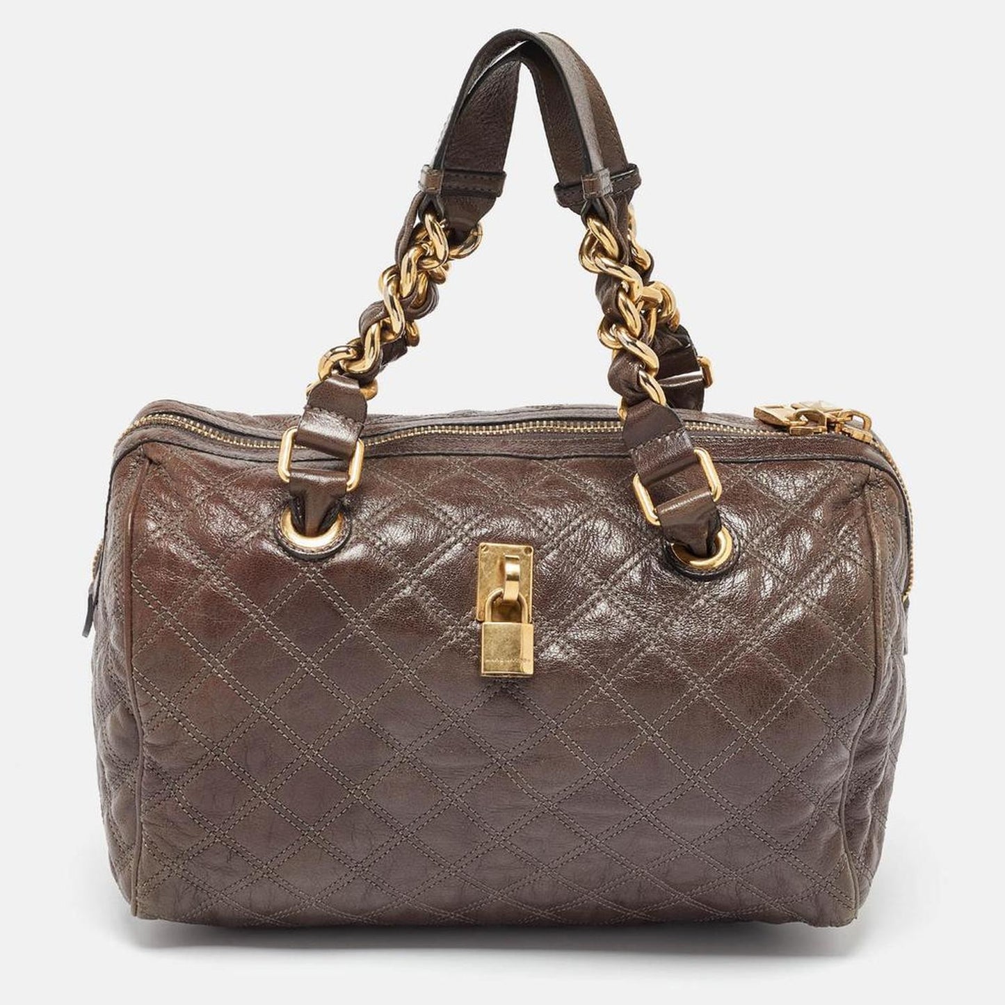 Marc Jacobs Beige Quilted Leather Westside Boston Bag