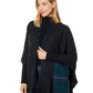 Reversible Plaid Ruana with Faux Fur Collar