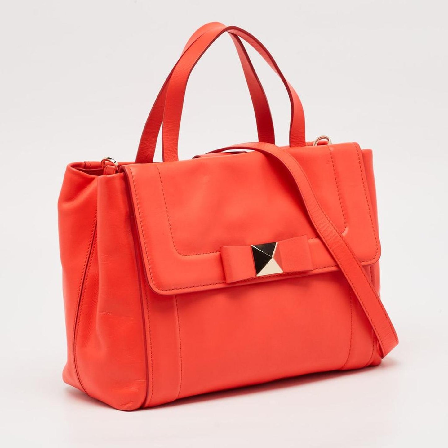 Orange Leather Bow Terrace Bradshaw Tote