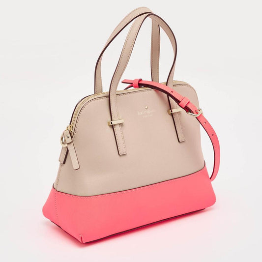 Beige/neon Pink Leather Cedar Street Maise Satchel