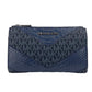 Michael Kors Jet Set Large Double Zip Python Navy Wristlet Women's Wallet