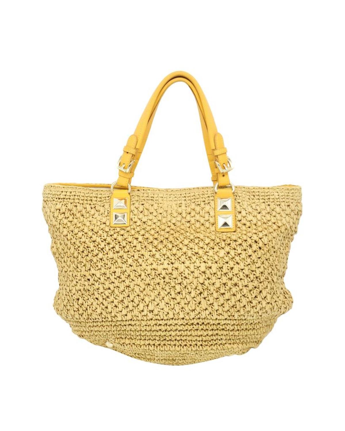 Michael Kors Santorini Tote Bag in Yellow Straw