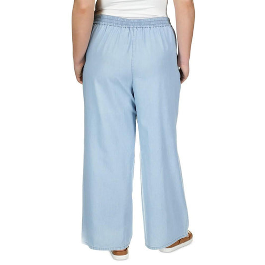 Plus Size Chambray Wide-Leg Pants