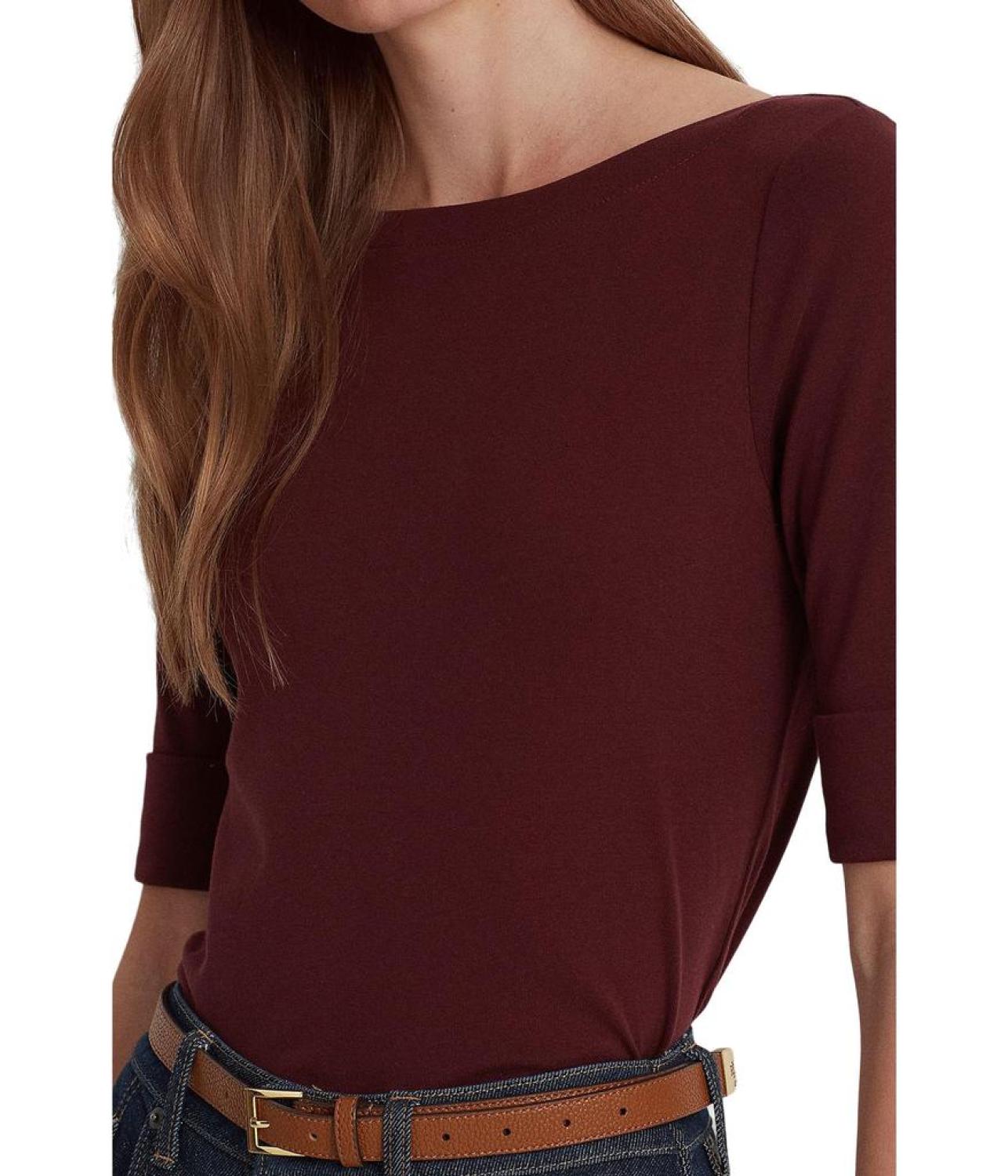 Stretch Cotton Boatneck Top