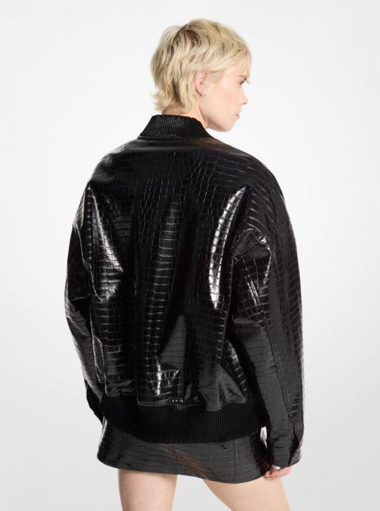 Crocodile Embossed Bomber Jacket