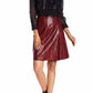 Leather Snake Embossed Pleated Skirt In Red/black