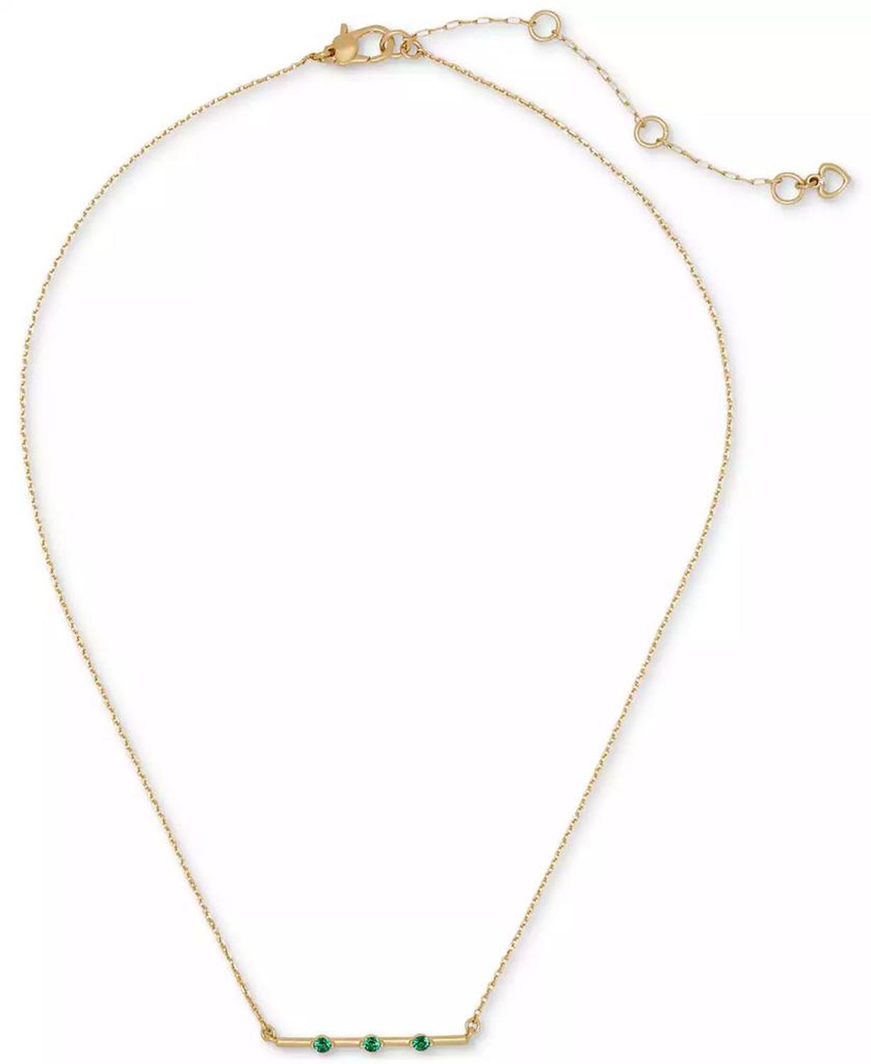 Cubic Zirconia Bar Pendant Necklace, 16" + 3" extender