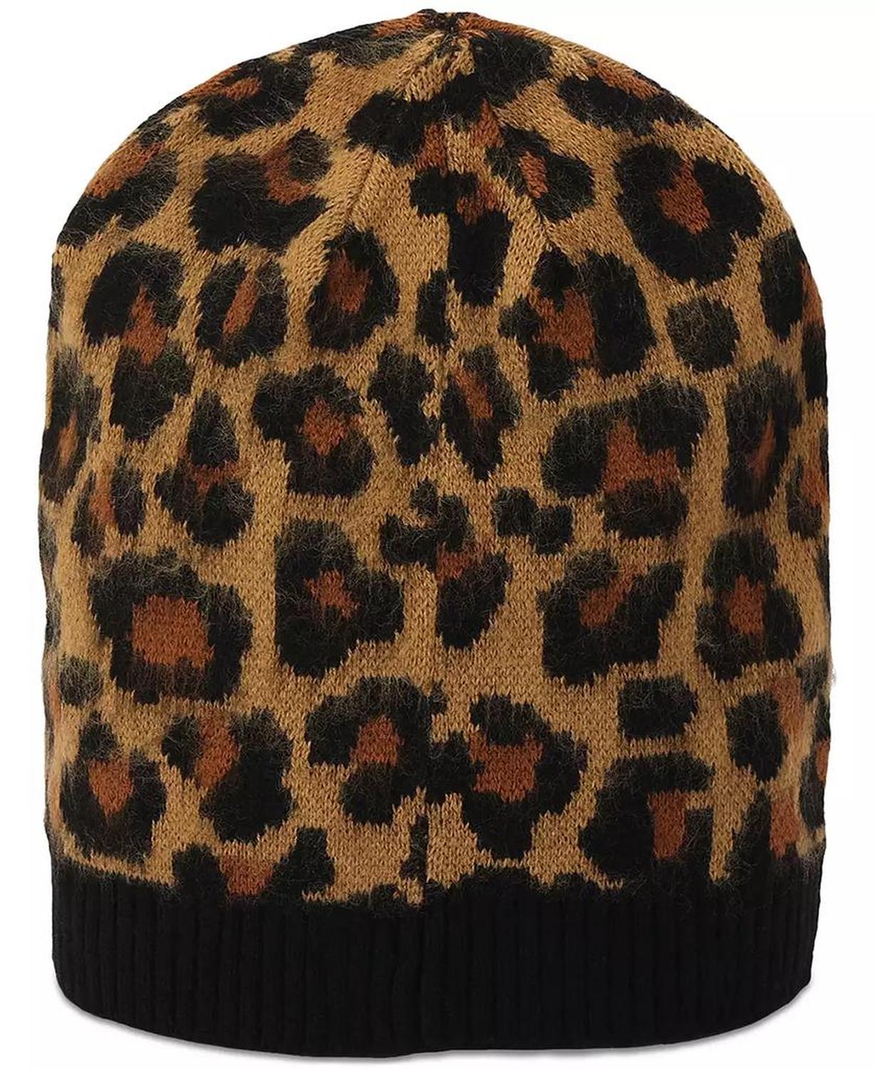 Women's Brushed Three Color Leopard Beanie