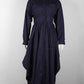 Sportmax Asymmetric Long Sleeve Midi Dress in Navy Blue Cotton