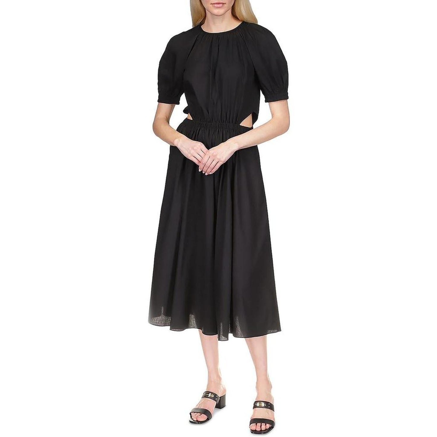 Womens Puff Sleeve Long Maxi Dress