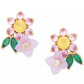 Gold-Tone Mixed Stone Flower Cluster Stud Earrings