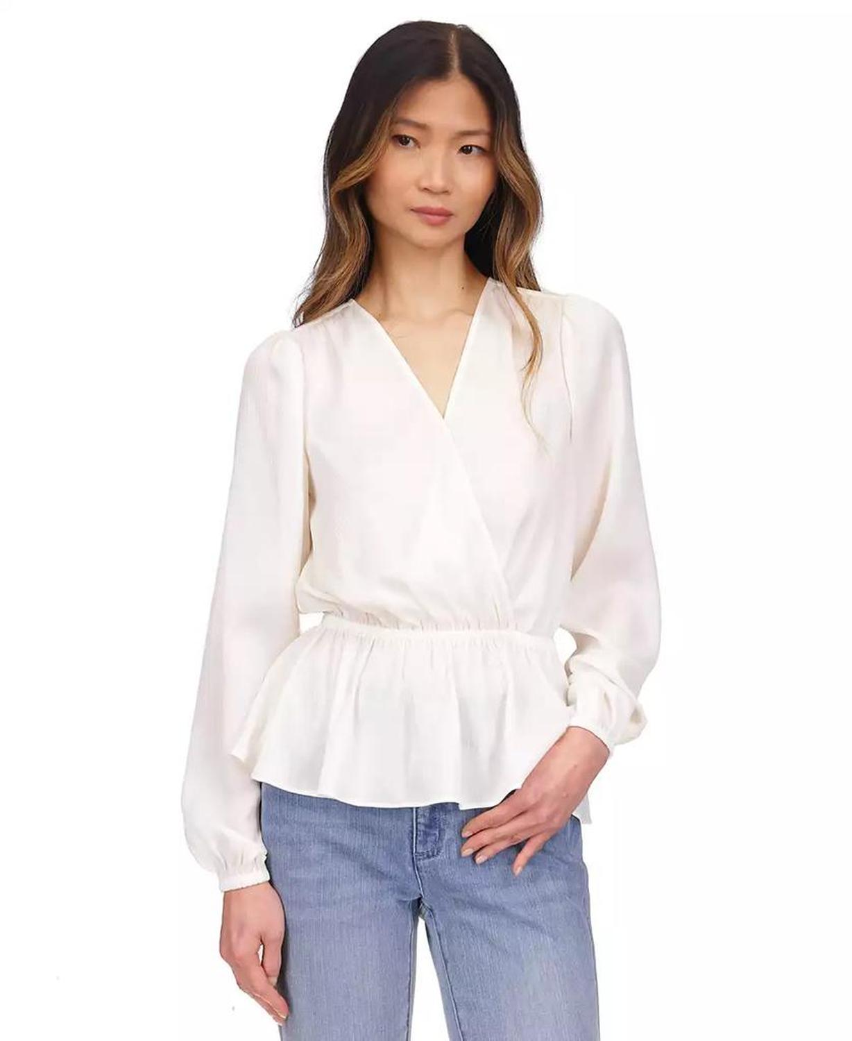 MICHAEL Women's Satin Faux Wrap Top