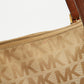 Michael Kors Beige/brown Signature Canvas And Leather Jet Set Top Zip Tote