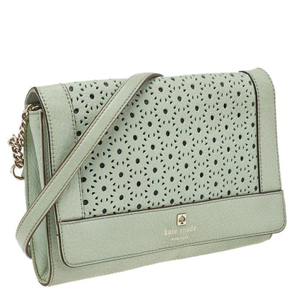 Kate Spade Mint Leather Perforated Flap Shoulder Bag