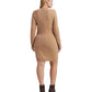 Plus Size Faux Leather Trim Wool Cashmere Dress