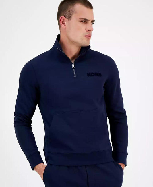 Men's Textured-Logo Quarter-Zip Sweatshirt