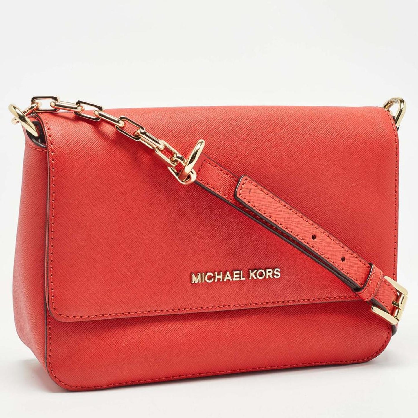 Michael Kors Red Leather Daniela Crossbody Bag