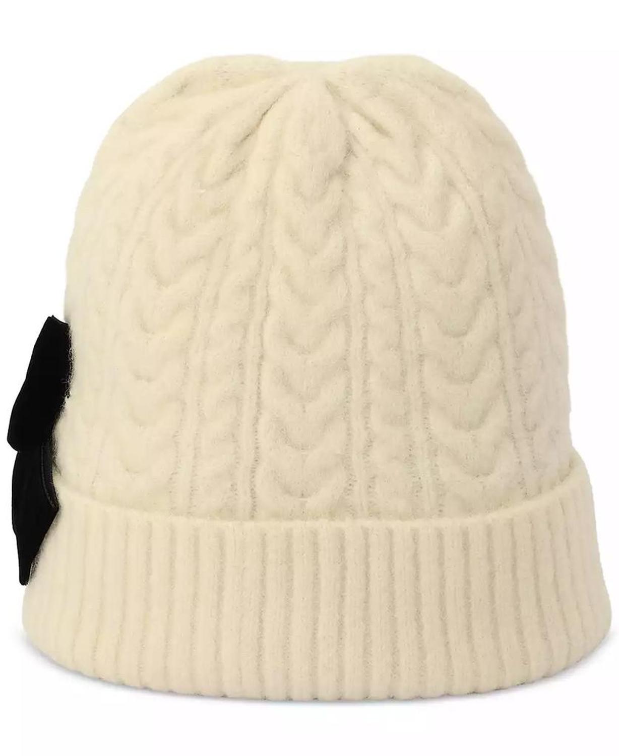 Women's Velvet Bow Cable Knit Beanie