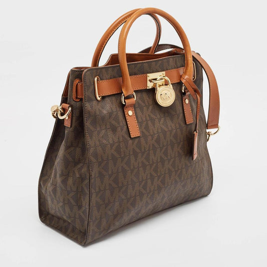 Brown Signature Coated Canvas And Leather Hamilton North South Tote