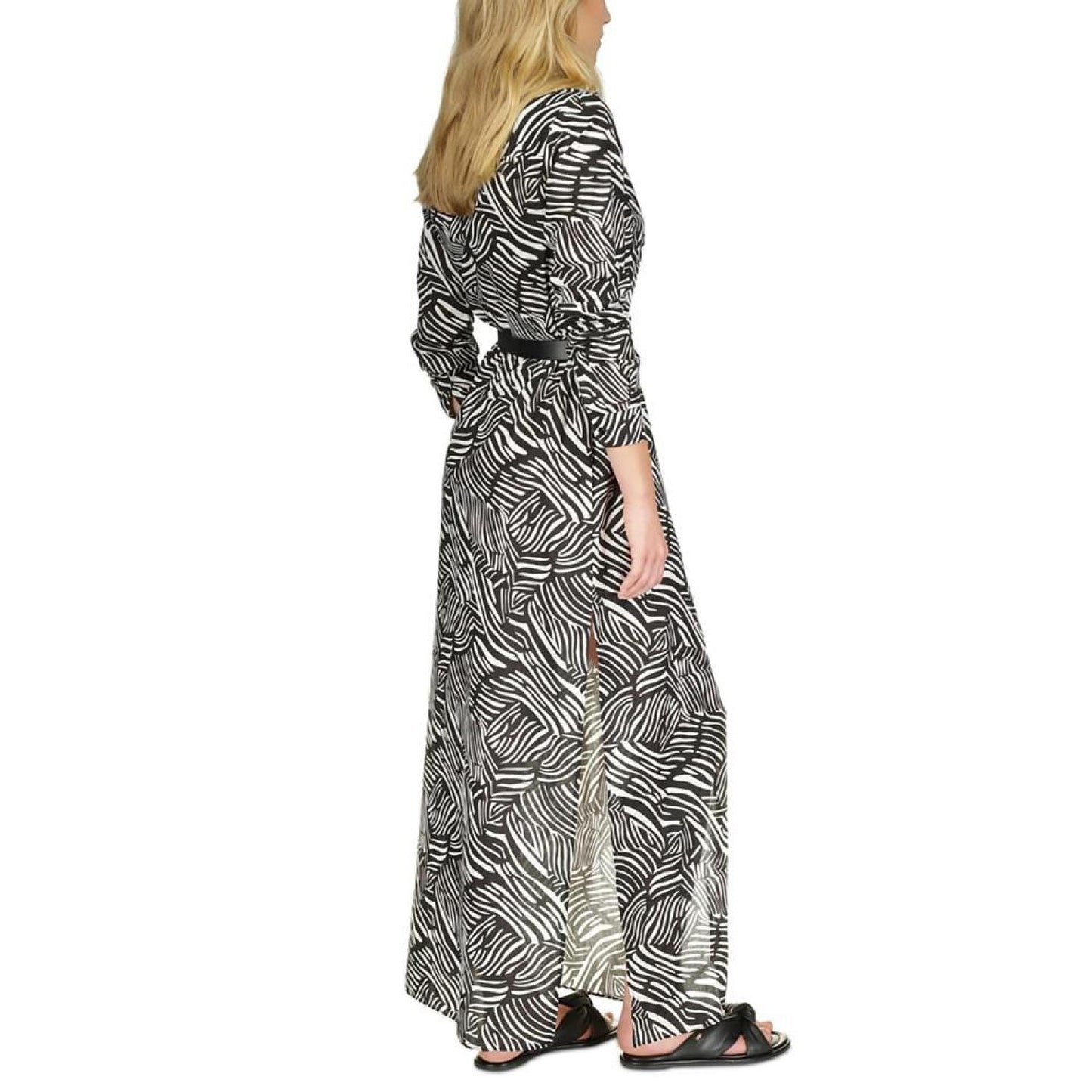 Women's Zebra-Print Belted Maxi Dress