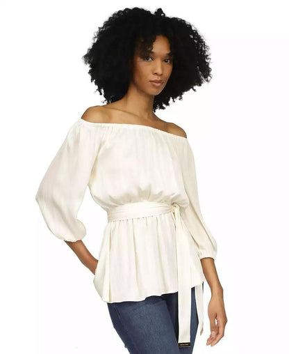 Women's Tie-Waist Off-The-Shoulder Top